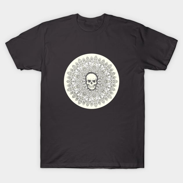 Filigree Skull Mandala T-Shirt by AubreyBriteArt